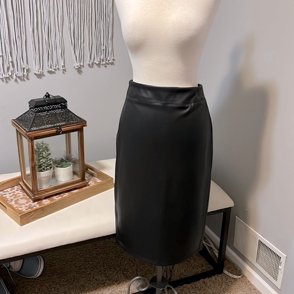 Rachel Zoe midi faux leather pencil skirt